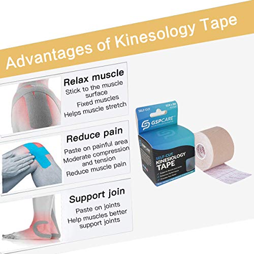 GSPCARE Kinesiology Tape, 16.4ft Uncut Elastic Muscle Sports Tape for Exercise, Latex Free Waterproof Physio Tape for Knee Shoulder and Elbow Recovery (Skin)