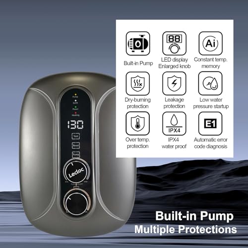 Image of E65 Pro Pump-integrated Tankless Water Heater Electric 6.5kW 240V, LED Temp. Display with Big Control Knob, IPX4, Multi-protection, 1 Point of Use, 86-131℉ On Demand Under Sink Hot Water Heater