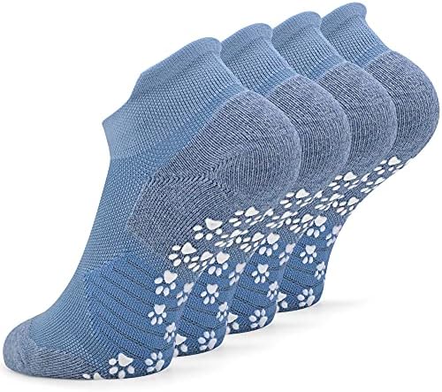 KitNSox Ankle Cut Dance Fitness Grip Socks for Women, Men's Women's Cotton Floor Non Slip Extra Grip Anti Slip Socks for Workout, Diabetic (S-M, 2 Pack, Light Blue)