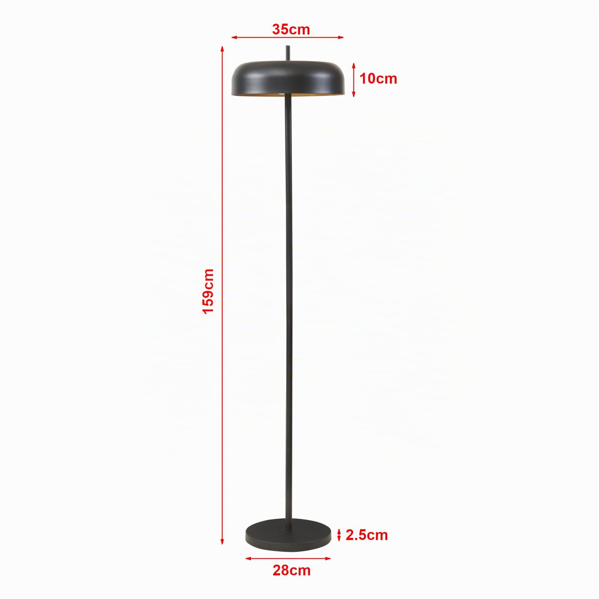 lux.pro Lámpara de Pie Barton Moderna Lámpara de Lectura para Despacho Salón Dormitorio Versátil Estable 2x E27 60W Metal Altura 159 cm Pantalla: 10x35 cm - Negro