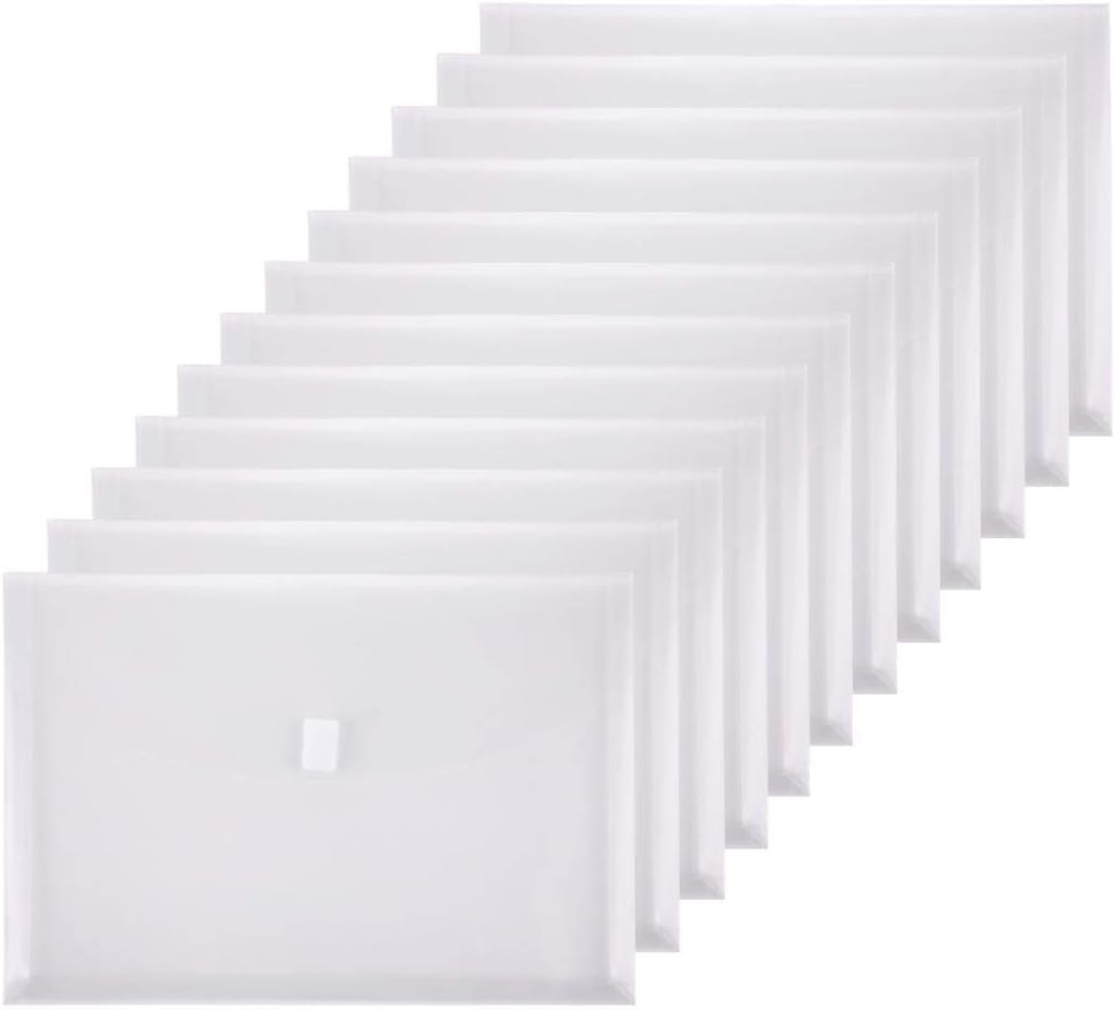 TIENO Legal Envelopes with Hook and Loop Closure Clear Document File Folders Poly Expanding Organizer 12 Packs