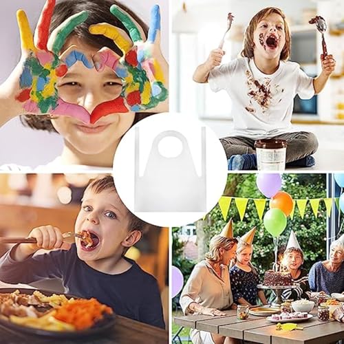 LATRAT Einweg-Schürzen, wasserdicht, schmutzabweisend, Kunststoff, für Erwachsene, Kinder, Malen, Kochen, 100 Stück, Klar, 60 x 95 cm, 60 * 95 cm