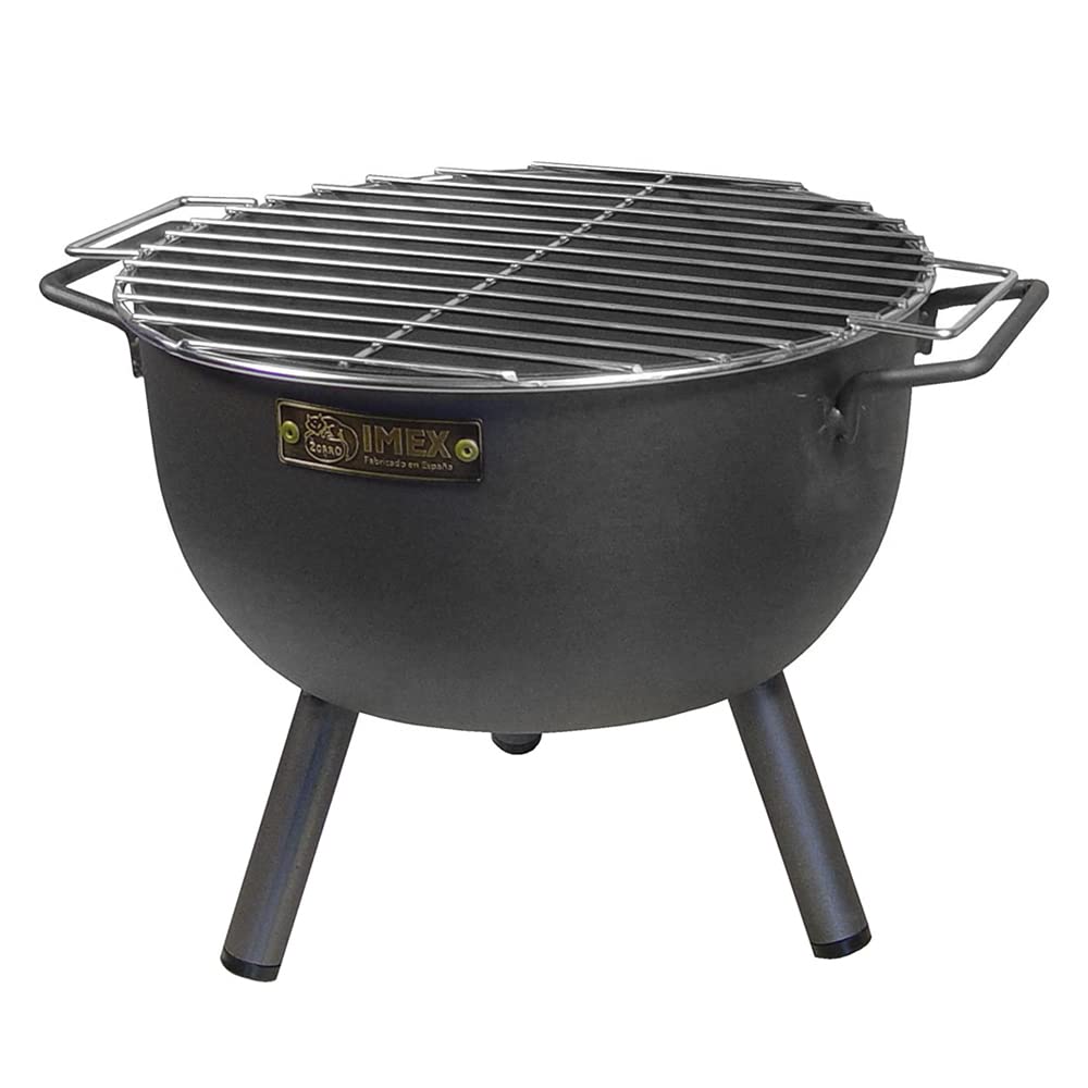 IMEX EL ZORRO 71426.0 Barbecue da Tavolo Rotondo con griglia zincata, Nero, 30 x 28 x 40 cm