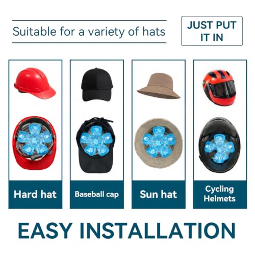 Head Gel Ice Pack, Cold Gel Ice Packs for Injuries, Heat Stroke Prevention Cooling Hat Insert, Reusable Ice Packs for Hard Hats, Sun Hats, Cycling Helmets, 4 Packs — view 2