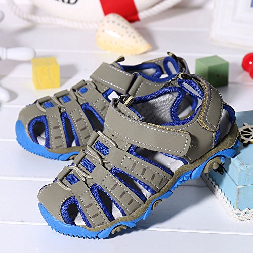 Toddler Sandals Boys Shoes Sandals Girl Kids Children Shoes Closed Toe Summer Beach Boy Baby Shoes (Grey, 22)3
