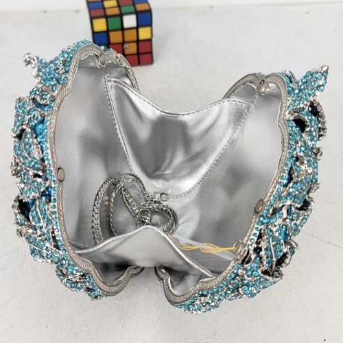 Image of Boutique De FGG Mini Round Flower Crystal Clutch Purses for Women,Formal Evening Bags,Rose Wedding Clutch Bag Party Handbags