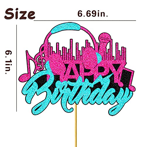 Hot Music Cake Topper Music Note Cake Decoration For Hot Short Video Musical Happy Birthday Dessert Cake Topper Girl's Music Karaoke Theme Birthday Party Supplies #TOP1