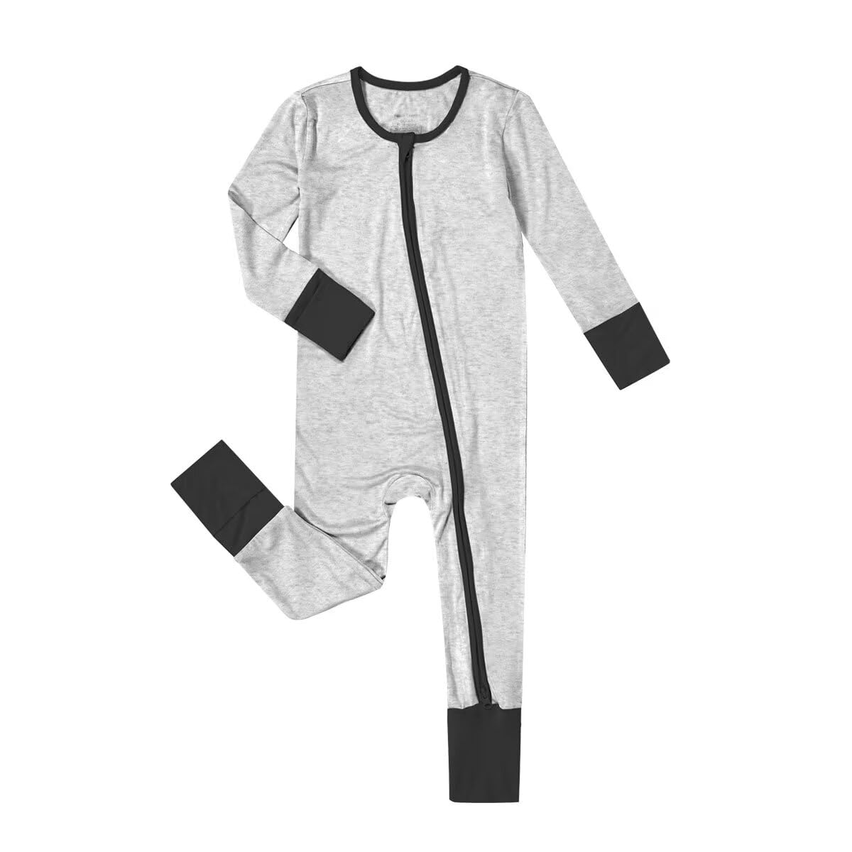 Teach Leanbh Unisex Baby Bamboo Viscose Pajamas with Mittens and Feet Cuffs Soild 2 Way Zipper Long Sleeve Romper