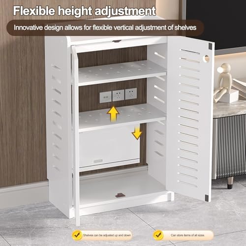 WiFi Router Hidden Storage Cabinet, Double-Deck Shelf with Cable Management Organizer, Stylish Home Office & Living Room Solution