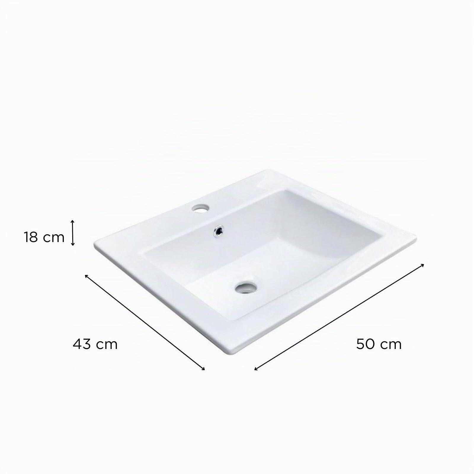 Mob-In - Lavandino da incasso in ceramica, 50 x 43 cm, colore: Bianco