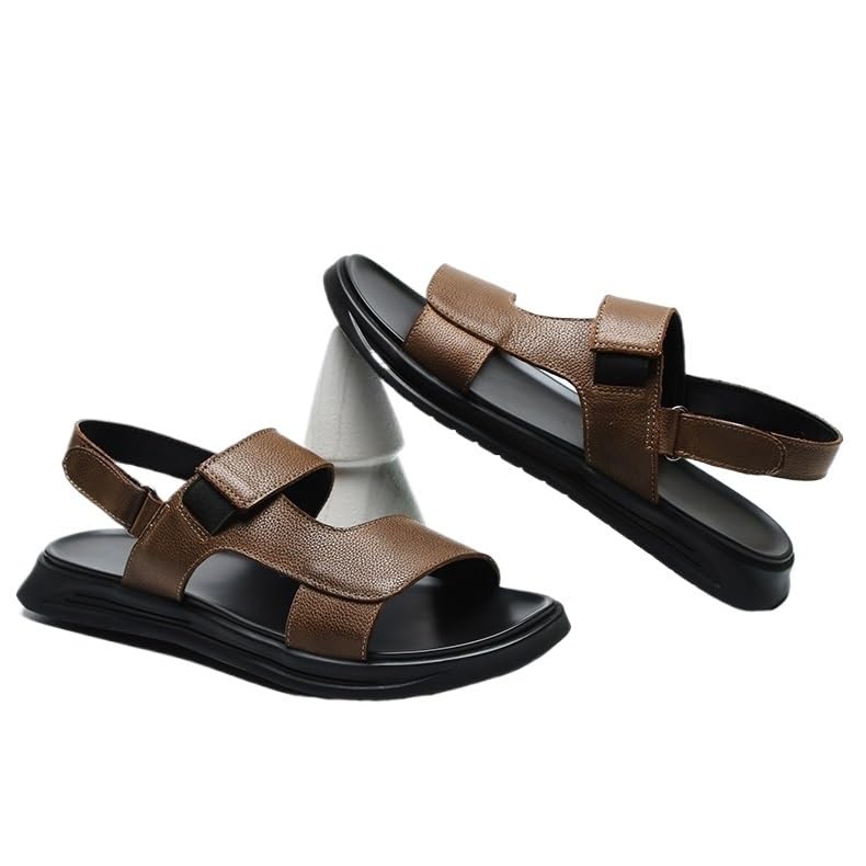 Outerwear Men's Sandals Sandals Sports and Casual Leather Beach Shoes Khaki Slippers(40 Code)2