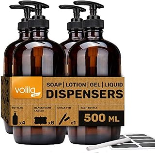 Soap Bottle Dispensers For Homemade Lotions and Soaps With Large Capacity for Bath and Home Hygiene and Hand Sanitiser (500ml-4 Pack)