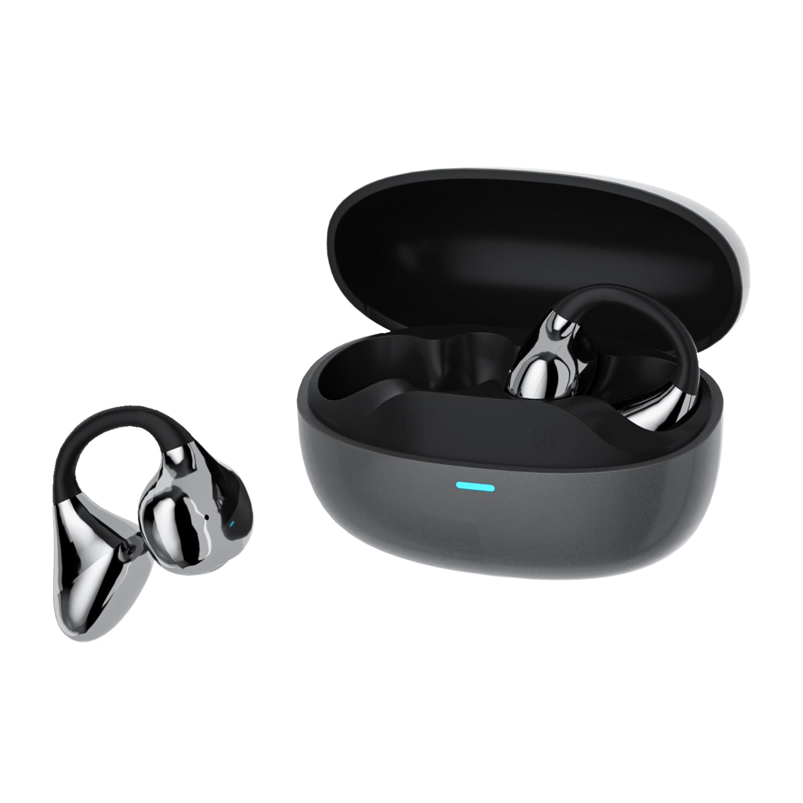 TANALAZ Open-Ear-Kopfhörer I5, Kabellose Bluetooth 6.0 Clip-On-Ohrhörer mit ENC, IPX5 wasserdicht, 36 Std. Langlebige Wiedergabe, Kristallklare Gespräche (Dunkel schwarz)