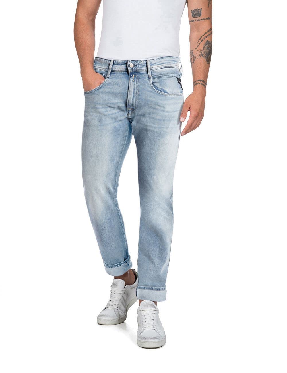 REPLAY Herren Jeans Anbass Slim-Fit Bio, Light Blue 010 (Blau), 27W / 30L