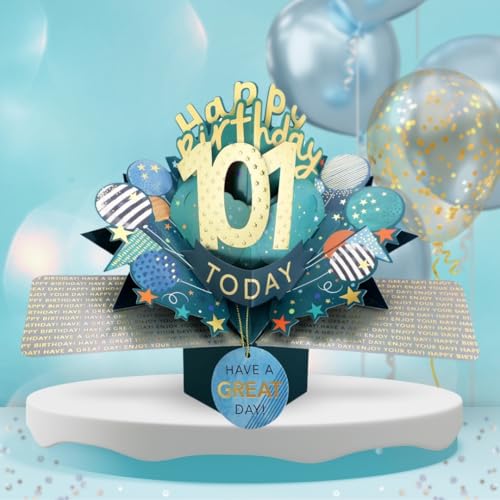 101 Today Happy 101st Birthday Pop-Up Greeting Card Love Kate's Pop Up Cards Him Design POP237MC101