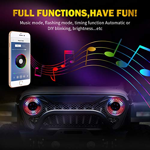 image for SUPAREE LED RGB Headlight with Amber Turn Signal, 7 Inch Round Halo LE