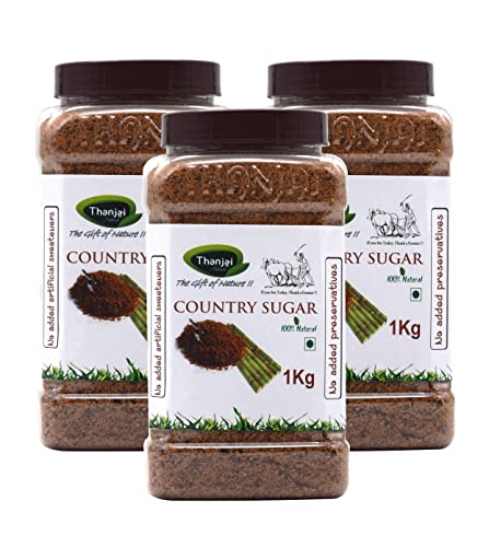 Image of Thanjai Natural 3kg Jar Sugarcane Jaggery Powder /Country Brown Sugar /Naatu Sakkarai -100% Natural (3kg Jar)