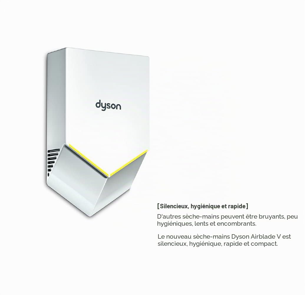 Dyson Airblade™ HU02 Blanc – Sèche-Mains Professionnel pour sanitaires, Bureaux, Restaurants, hôtels & espaces Professionnels