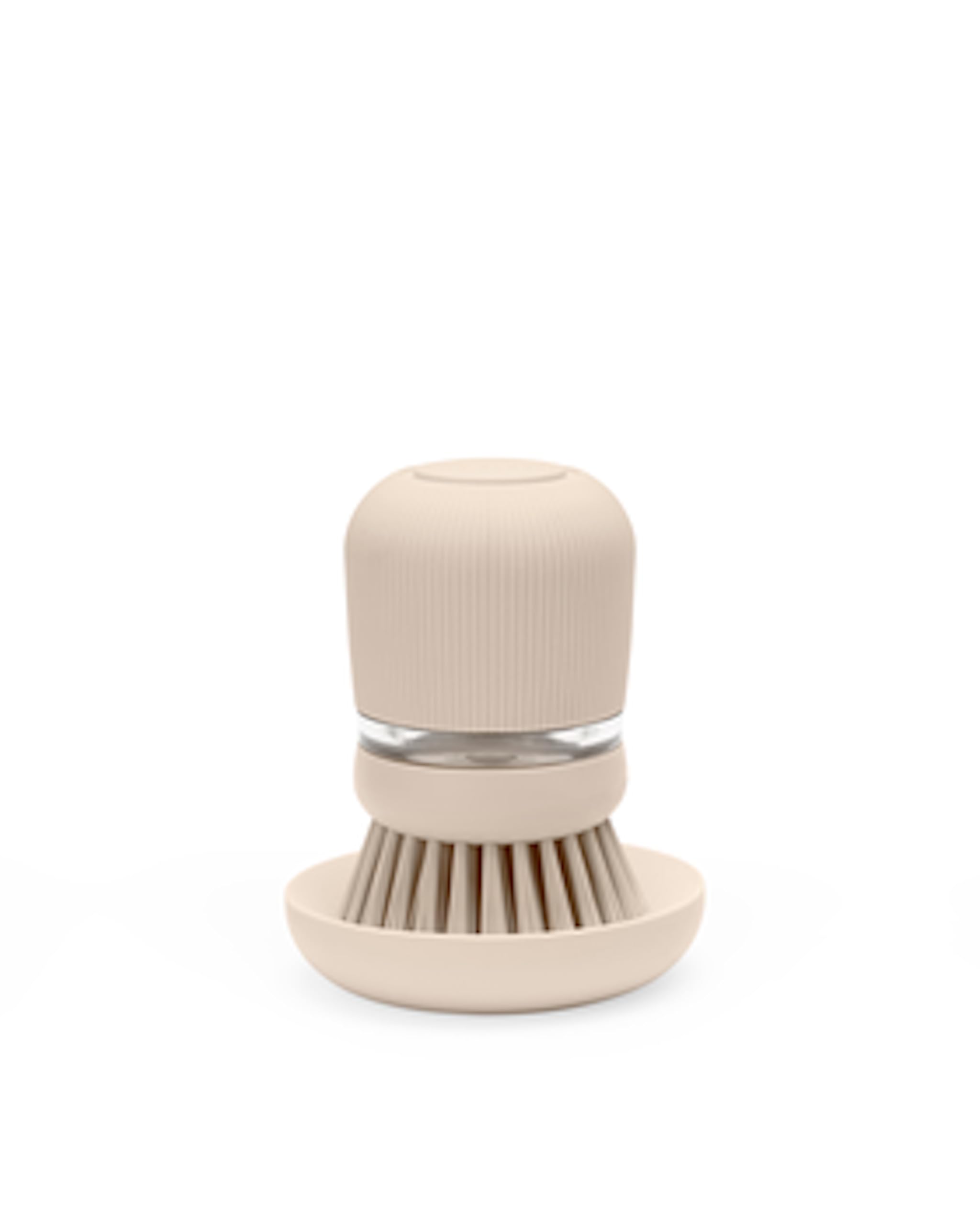 Brabantia SinkSide Soap Dispensing Dish Brush (Soft Beige), Dish Scrubbing Brush with Built-In Washing Up Liquid Dispenser, Dynamic Dish Washing Tool with Replaceable Head