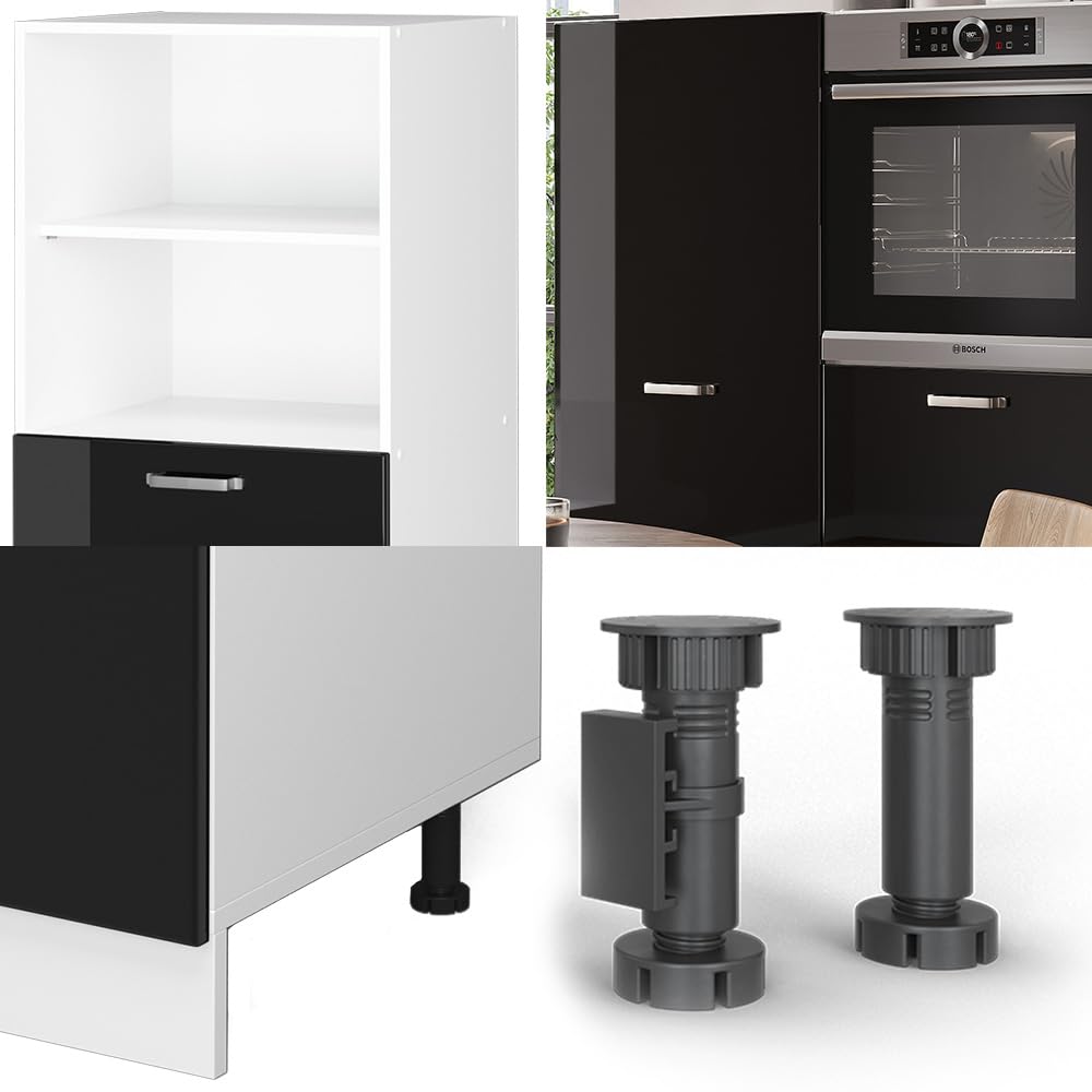 Vicco Cucine componibili piccole R-Line, Nero lucido/bianco, 180 cm