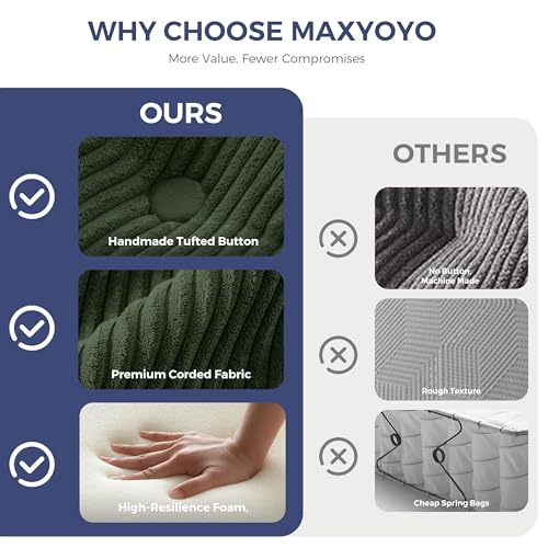 Image of MAXYOYO Modular Sectional Chaise Lounge Sofa, 2 Sets Upholstered Lounge Chair with Ottoman, Comfy Round+ Square Couch with Layered Cushion, Tufted Sleeper Chair for Living Room, No Assembly