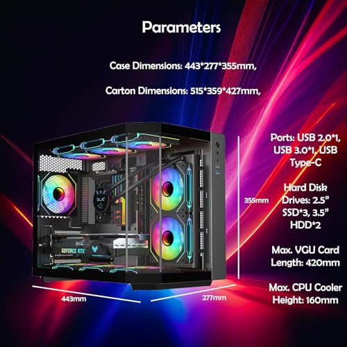ionz Gaming PC - AMD Ryzen 5 5500, Nvidia RTX 3050, 16GB RAM, 1TB NVMe SSD, Windows 11, 500W 80+ PSU, WiFi, (Apex, Black)