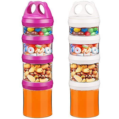 Image of BeneLabel Stackable Food Storage Containers with Twist Lock System - BPA-Free Tritan Containers for Travel, Formula, Protein Powder, Snacks - Leakproof & Dishwasher Safe (Red and White, 31oz per)