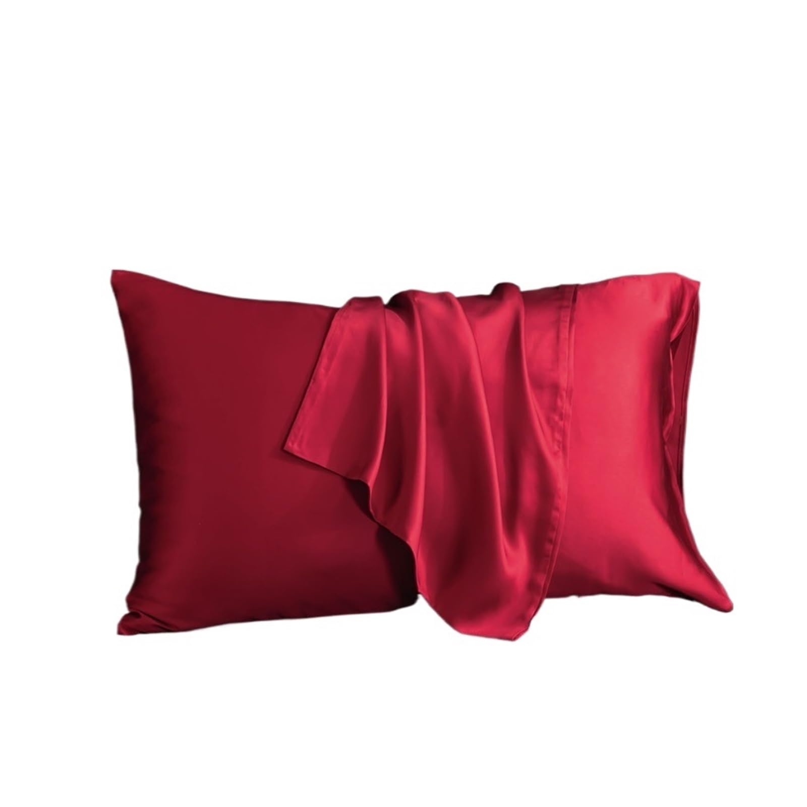 Silky Pillow Covers, Silk Envelope Pillowcase Multicolor Multiple Sizes(Red,48x74cm 2pcs)