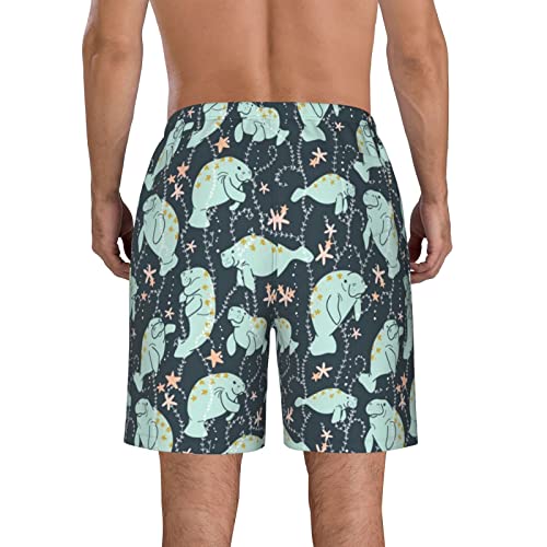 Mens Manatee Animals Swim Trunks Quick Dry Beach Shorts Mesh Lining Swimwear Bathing Suits with Pockets X-Large3