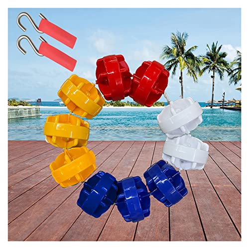 TUOYIBO Outdoor Pools Safety Float Rope - 6/8/10/15/18/20 m Long, Professional Swimming Lane Lines for Contest, Nylon Rope, Red Blue Yellow White Floats (Color : Dia 15cm/5.9in, Size : 8m/26