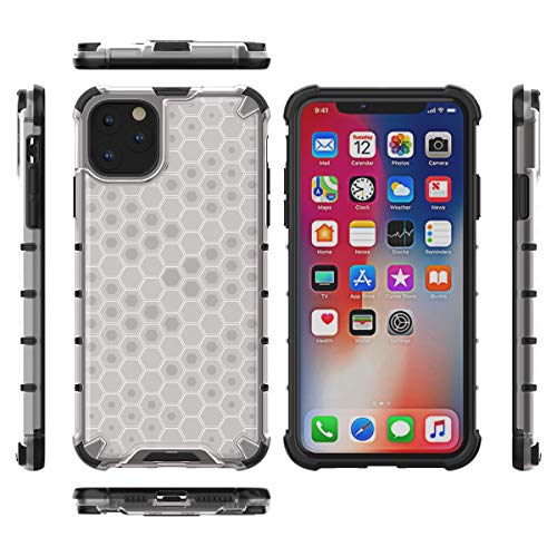 Image of Glasgow | for Apple iPhone 11 Pro Honeycomb Pattern Back Case Cover for Apple iPhone 11 Pro with 4 Bumper Corners and Military Grade Protection - Transparent