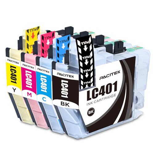 Cartouches d'encre LC401 compatibles Brother MFC-J1170DW pack de 4 recharges LC401XL noir couleur