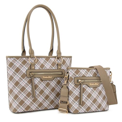 Montana West tote purse for women medium crossbody purse set 2pcs cute trendy woman handbag and purse ladies designer handbag with guitar strap MWC2-3301KH