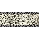 TRIMZ Wallpaper Border – Bold Leopard Print with Zebra Stripe Trim Accents, Bedroom Bathroom Safari Wall Decor, Pre-Pasted, 15 ft x 7 in