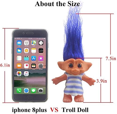 Miniatura 5 de Juego de 2 muñecas Troll vintage, retro, cromáticas, adorables para colecciones, proyectos escolares, artes y manualidades, recuerdos de fiesta, 7.5