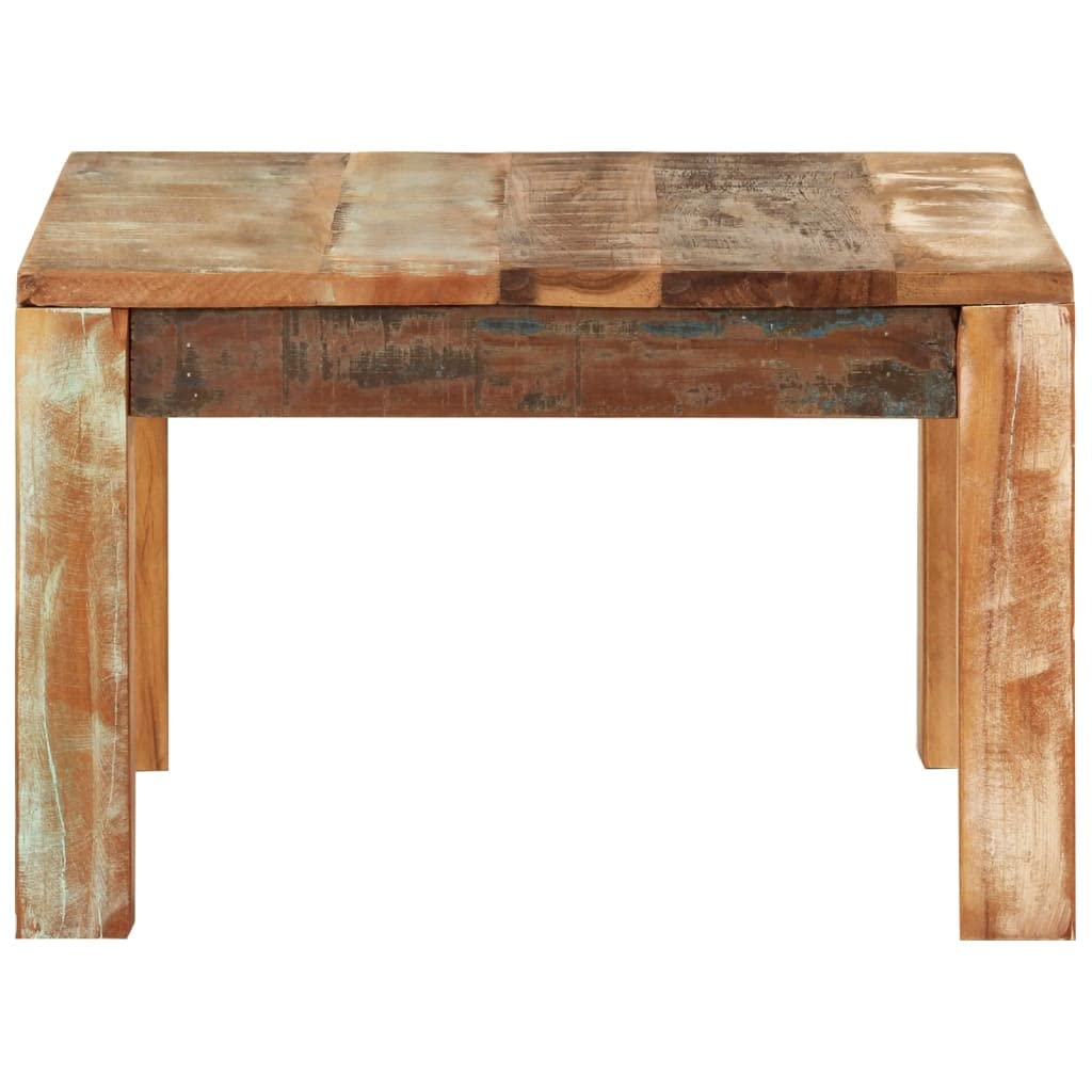 Stolik kawowy 55 x 55 x 35 cm, stare drewno, kwadratowy, rustykalny stolik pomocniczy do salonu, ręcznie wykonany, wyjątkowa kolorystyka, wytrzymała rama