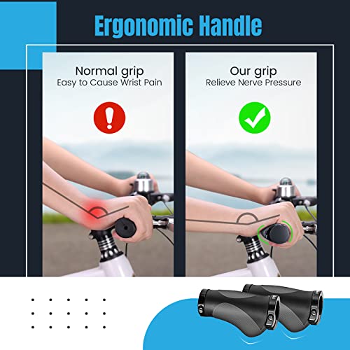 PRUNUS Bike Handlebar Grips, Mountain Bike Grips Non-slip Rubber - Image 2