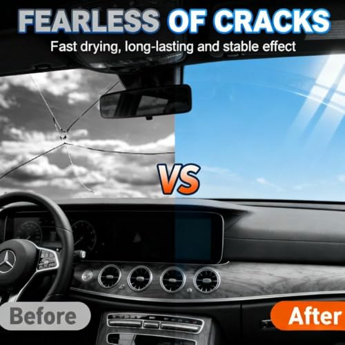 Image of Windshield Repair Kit - Nano Glass Repair Fluid for Chips & Cracks | Quick Fix, Works on for Chips and Cracks，Cracks Gone Glass Repair Kit, Automotive Windscreen Repair Tool Nano Repair Liquid (Blue)