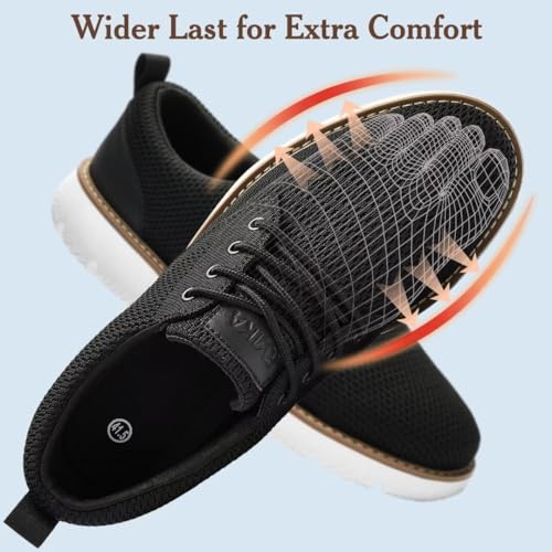 Image of Men's Breathable Mesh Comfortable Business Casual Shoes with Sneakers Design for Long Standing, Office Work, Formal Occasions & Walking Black