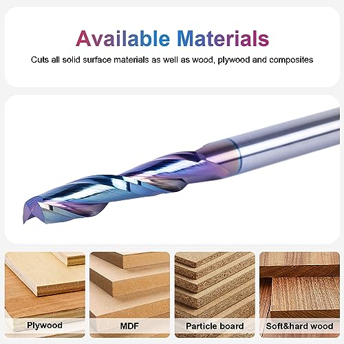 Image of SpeTool Upcut Spiral Router Bits 1 /4 Inch Shank with Coating, 1-1 /4 Inch Cutting Length 3 Inch OVL, Carbide Up Cut Router Bit for CNC Woodworking Inlay Slot Mortise Cutting Carving Engraving