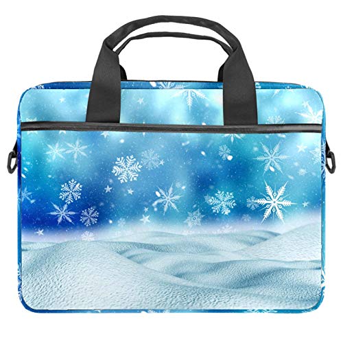 Maletín bandolera ordenador 13 a 14 pulgadas estampado azul copo de nieve con asas