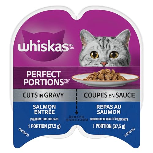 whiskas Perfect Portions Wet Cat Food, Cuts in Gravy, Salmon, 75 gram (Pack of 24) – Packaging May Vary