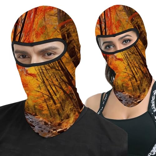 Pasamontaña térmico para hombre y mujer con estampado de hojas otoñales, máscara facial para esquí, motociclismo y clima frío miniatura 1