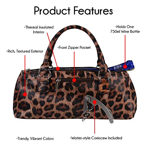 Image of Primeware Wine Clutch Bag (Thermal Insulated) Trendy Women's Carry Tote | Holds Red & White 750mL Bottles | Trendy Fashion | Incl. Portable Waiter-Style Corkscrew