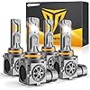 Combo de bombillas 9005/HB3 9006/HB4, 140,000 lúmenes, 14X, luces antiniebla ultra brillantes, 6500 K, blanco frío, tamaño mini halógeno 1:1, Plug and Play, 70000 horas de vida útil, paquete