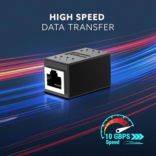 Image of AGARO Cat8 Ethernet Extender Female to Female RJ45 Coupler Adapter, 8P8C Inline LAN Connector for Cat6 /Cat7 /Cat8 Cable Extension, Network Cable Joiner, High-Speed, Stable Connection, Pack of 1