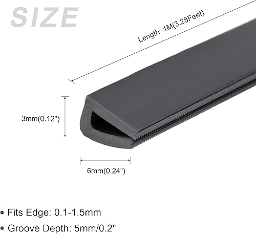 Miniatura 2 de METALLIXITY Moldes de borde (3.28 pies), 1 unidad, canal U de silicona para tira de sellado de borde de 0.004-0.059 in, para ventanas de puertas de