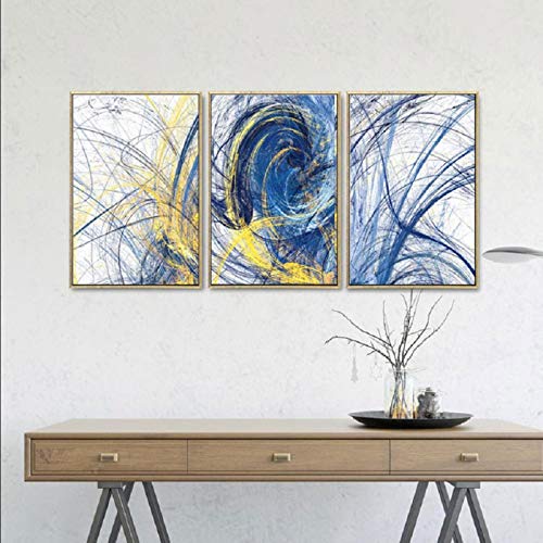 Toile peinture abstraite haut de gamme - Impressions d'art nordique bleu 3 pièces 70x100cm