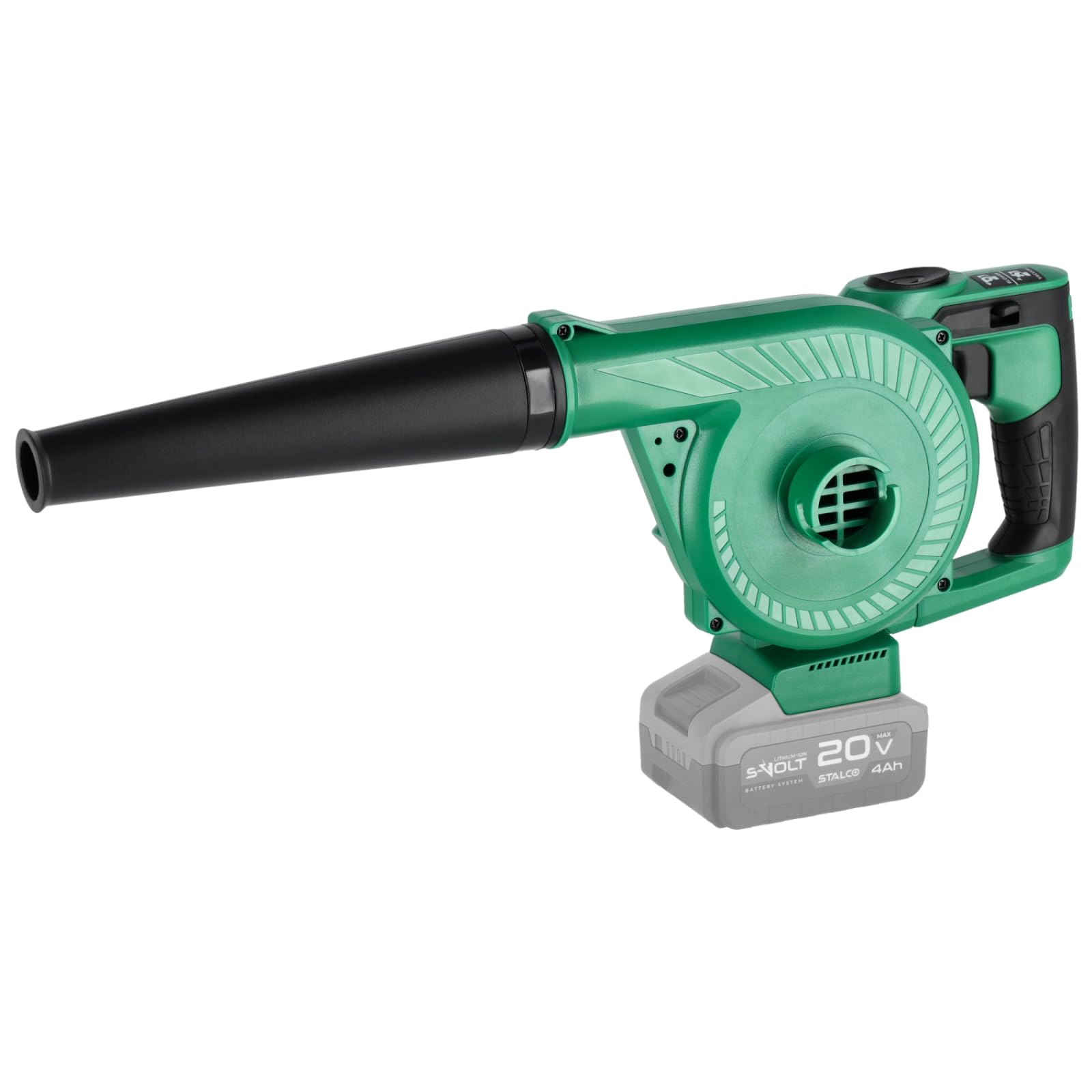 STALCO ABS20-63 akumulatorowa dmuchawa do liści i odkurzacz do liści 20 V – dmuchawa 2 w 1 z regulacją prędkości obrotowej, prędkość powietrza 63,5 m/s, pojemnik 0,5 l, 1,76 kg, bez akumulatora