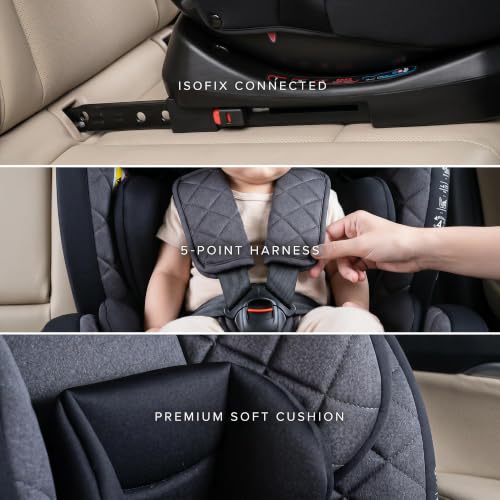 Image of Baybee Convertible Car Seat for Baby 0 to 12 Years with ISOFIX, 3 Position Recline, Headrest Adjustable | ECE R44 /04 Safety Certified | Travel Baby Car Seat for Toddlers Kids Boys Girls (Black)